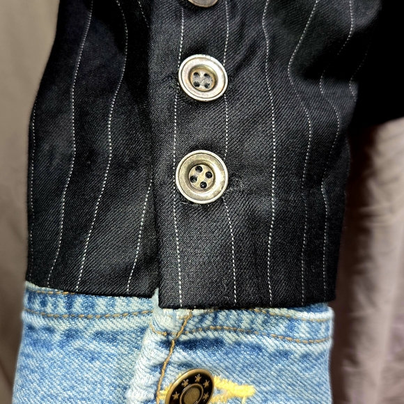 Greg Lauren Black and Blue Hybrid Sport Coat with Denim Details - Picture 5 of 7